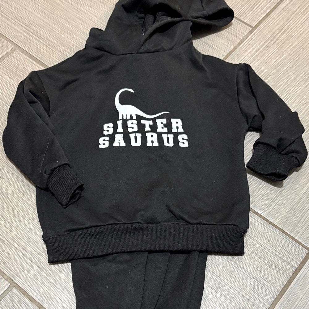 Black Sister Saurus Hoodie and Pants Set